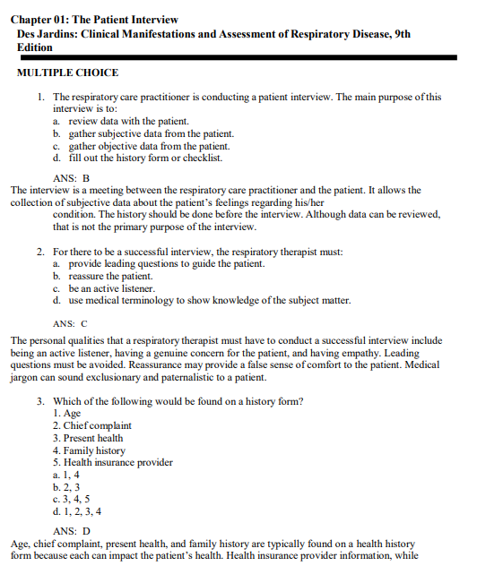 Test bank for Clinical Manifestations and Assessment of Respiratory Disease, 9th Edition by Des Jardins and Burton - Image 2