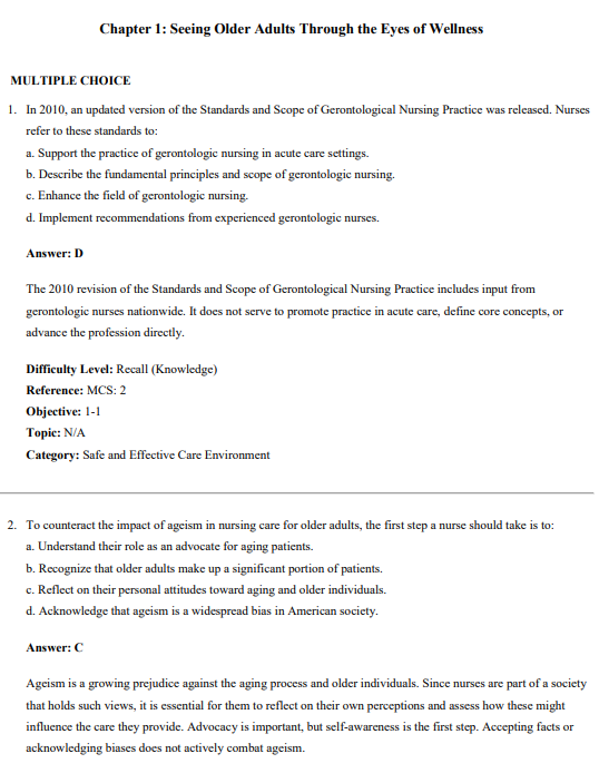 Test Bank for Nursing for Wellness in Older Adults 9th Edition By Carol A Miller - Image 2